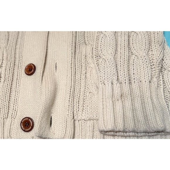 Montgomery Wards Men’s Cable Knit Vintage Cardigan Sweater Beige Cottagecore - Picture 4 of 5